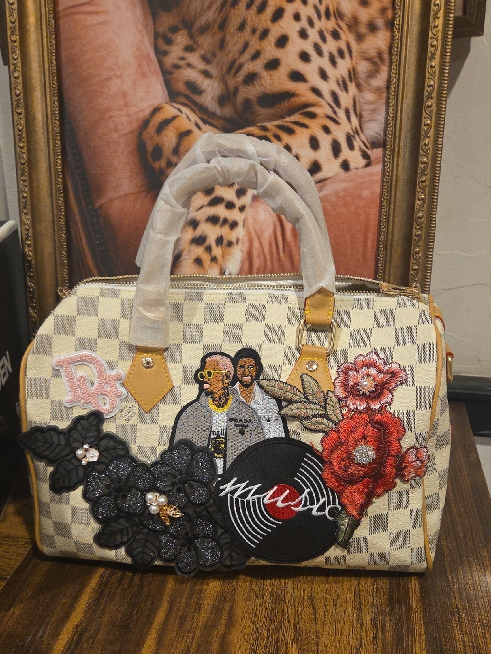 Checked Canvas Speedy  with Floral & Chris N USHER  Embellishments Repurposed
